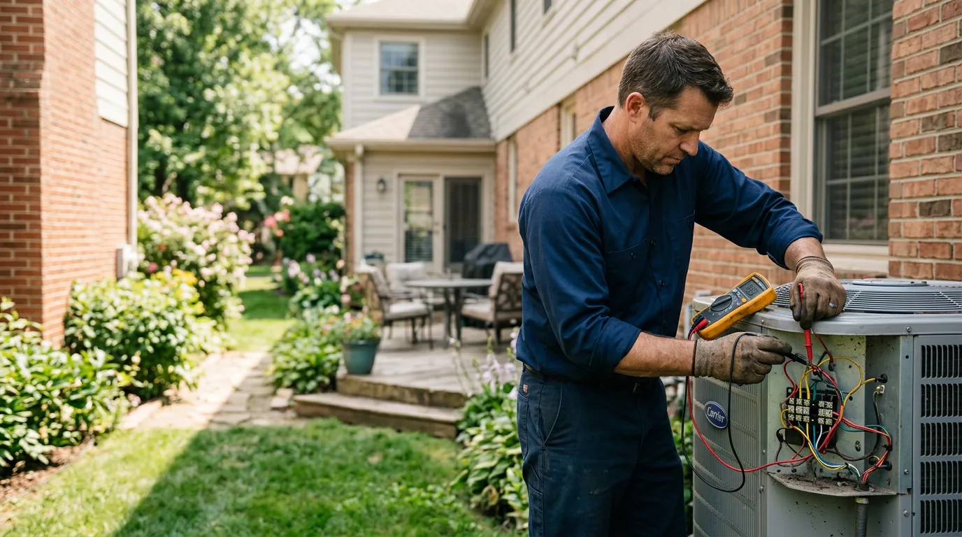HVAC technician working near Mustang, OK